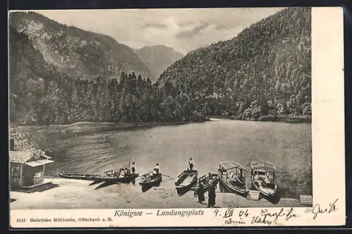 AK Königsee / Berchtesgaden, Boote am Landungsplatz
