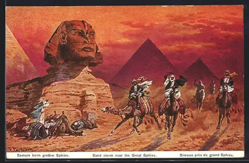 Künstler-AK Gizeh, Samum beim grossen Sphinx