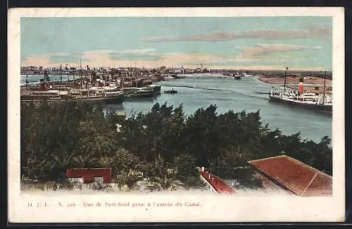 AK Port-Said, Vue de Port-Said prise à l`entrée du Canal