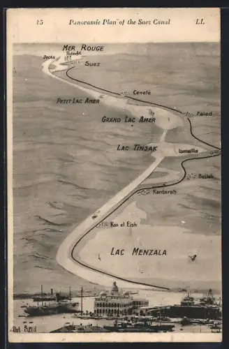 AK Port Said, Harbour, Panoramic Plan of the Suez Canal