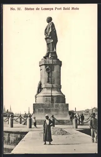 AK Port-Said, Mole, Statue de Lesseps