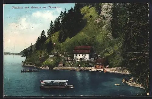 AK Gmunden, Gasthaus zur Eisenau am Traunsee