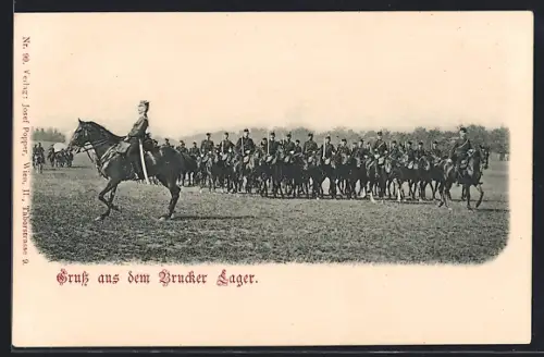 AK Brucker Lager, Soldaten in Uniformen zu Pferd