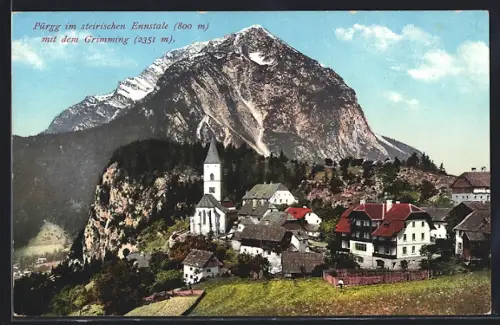 AK Pürgg, Ortsansicht mit dem Grimming