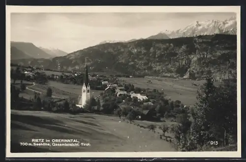 AK Rietz im Oberinntal, Ortsansicht mit Kirche