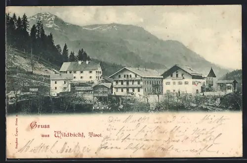 AK Wildbichl /Tirol, Ortsansicht mit Bergen