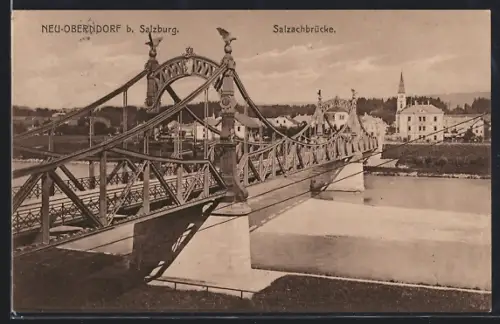 AK Neu-Oberndorf b. Salzburg, Blick zur Salzachbrücke