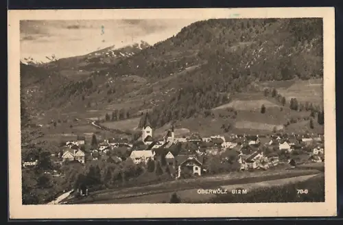 AK Oberwölz, Ortsansicht aus der Vogelschau
