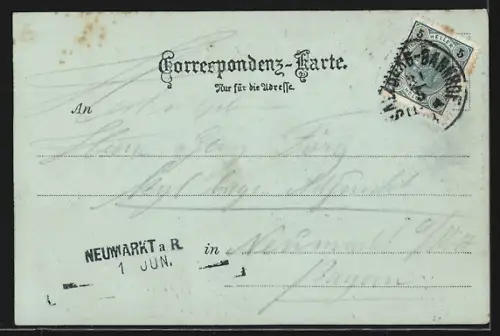 Mondschein-AK Salzburg, Ortsansicht von Mülln