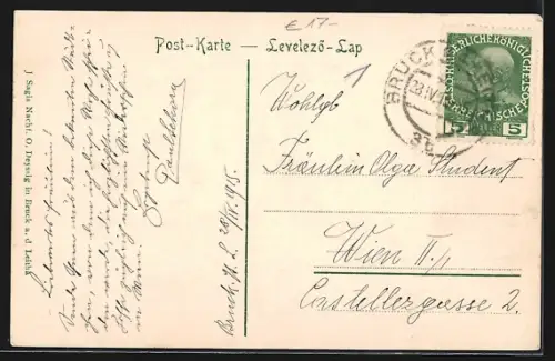 AK Bruck a. d. L., Kaiser Franz Josef-Strasse, Hauptwache im Brucker Lager, Schloss Prugg, Kronprinz-Rudolf-Platz