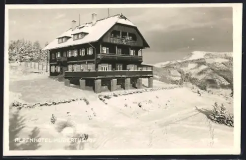 AK Veitsch, Alpenhotel Hubertushof im Winter
