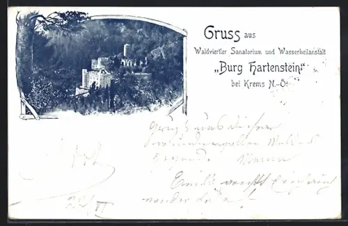 AK Hartenstein bei Krems, Blick auf die Burg Hartenstein