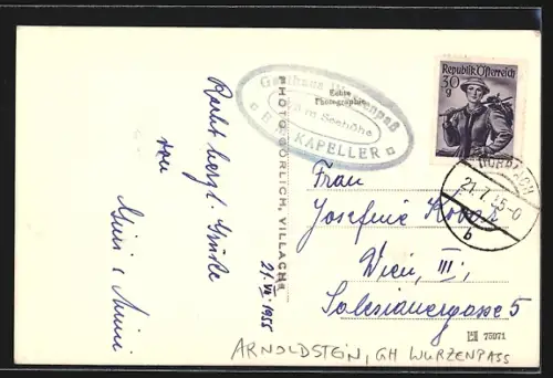 AK Arnoldstein, Gasthof Wurzenpass von B. M. Kapeller