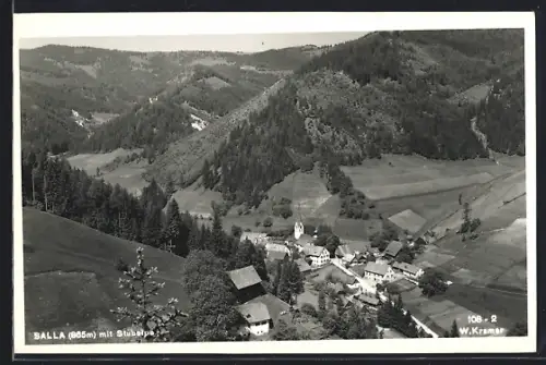 AK Maria Lankowitz, Salla, Ortsansicht aus der Vogelschau mit Stubalpe