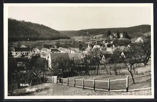 Foto-AK Dörfl /Bgld., Ortsansicht vom Berghang aus
