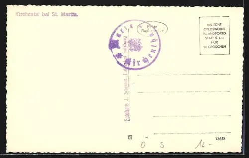 AK St. Martin bei Lofer, Kirchental mit Kirche gegen die Berge