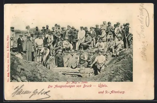 AK Bruck-Újfalu, Arbeiter bei den Ausgrabungen von Bruck-Újfalu und Deutsch Altenburg