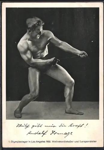 AK Gewichtheber Rudolf Ismayr, 1. Olympiasieger in Los Angeles 1932