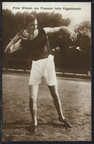 AK Prinz Wilhelm von Preussen beim Kugelstossen