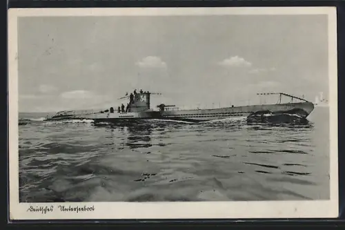 AK U-Boot U 34 mit bemannter Brücke