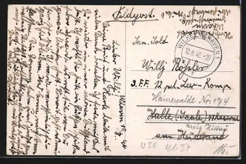 AK U-Boot U 34 mit bemannter Brücke