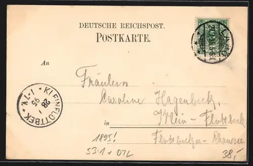 Vorläufer-Lithographie Stein bei Laboe, 1895, Ruderboote am Ufer