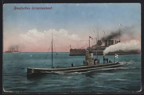 AK Deutsches U-Boot U 6 auf See