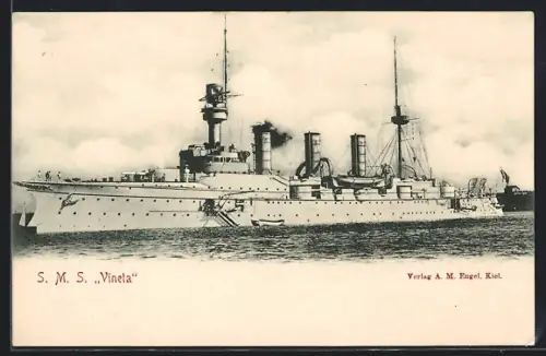 AK SMS Vineta, Kriegsschiff in Fahrt
