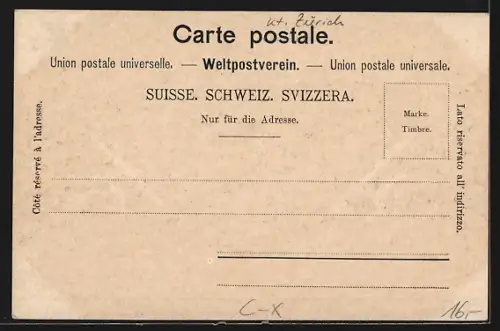 AK Winterthur, Wartstrasse mit Kirche