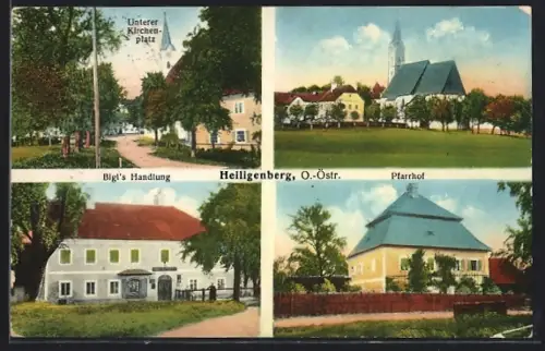 AK Heiligenberg /O.-Östr., Bigl`s Handlung, Pfarrhof, Unterer Kirchplatz