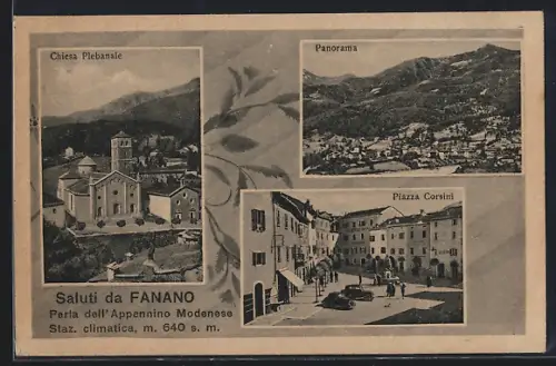 AK Fanano, Chiesa Plebanale, Piazza Corsini, Panorama