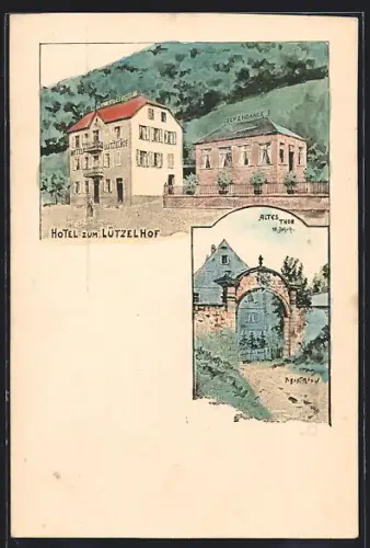 AK Pleigne, Hotel zum Lützelhof, Altes Tor