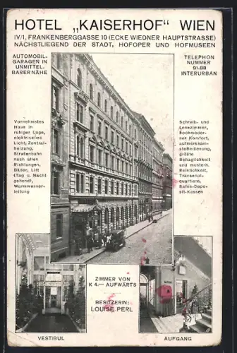 AK Wien, Hotel Kaiserhof Frankenberggasse 10, 3 Ansichten