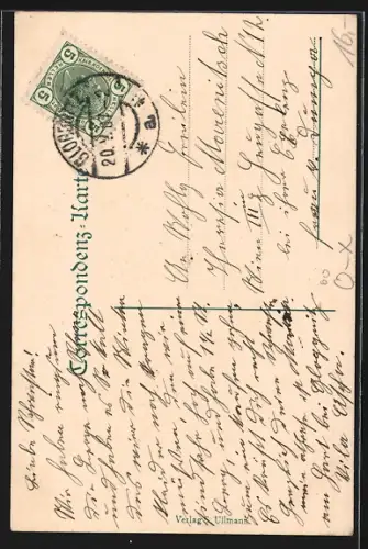 AK Gloggnitz /N. Oe., Ortsansicht aus der Vogelschau, Paar in Tracht