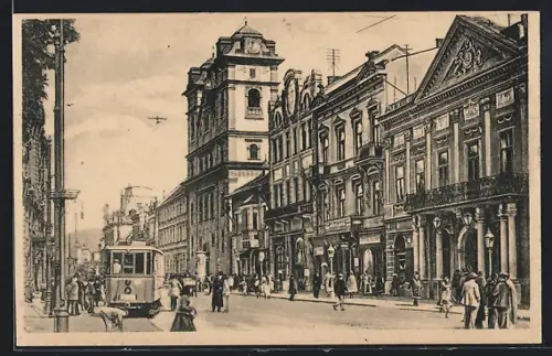 AK Kaschau, Strassenbahn in der Hauptstrasse