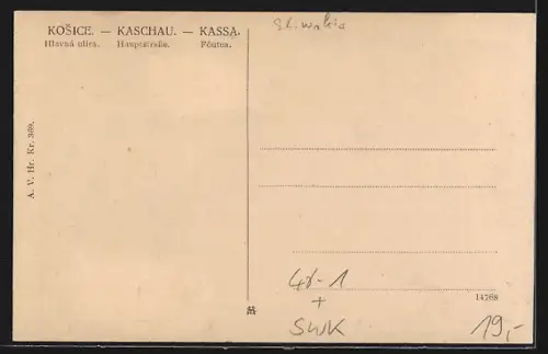 AK Kaschau, Strassenbahn in der Hauptstrasse