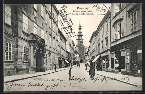 AK Pozsony, Geschäfte in der Michaelertorgasse