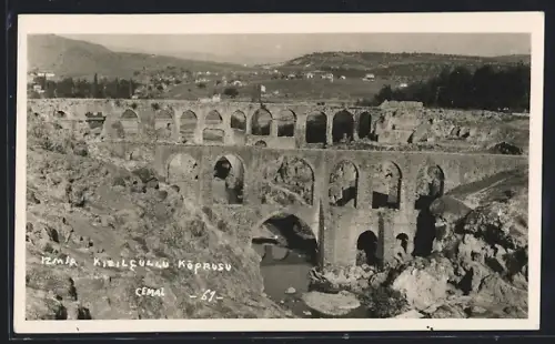 AK Izmir, Ortsansicht mit Viadukt