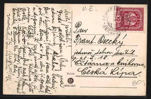 AK Rychnov n. Kn., Villa mit geschnitztem Erker, Kinderpaar