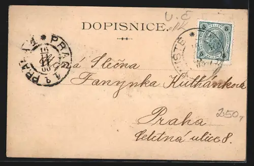 AK Tyniste n. Orlici, Platz mit Säulendenkmal, nächtliches Panorama mit Schnee, Glitter