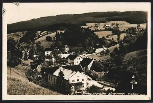 AK Niederhof, Erzplan, Ortsansicht mit Umgebung aus der Vogelschau