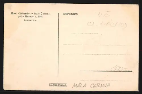 AK Mala Cermna, Hotel Bohemia, Restaurace