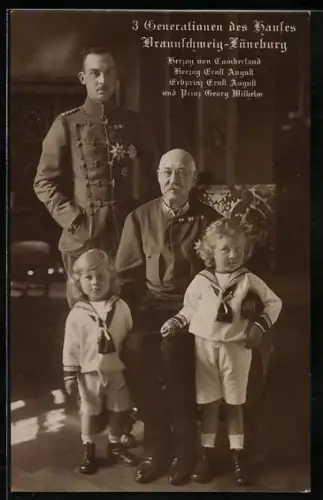 AK Drei Generationen des Hauses von Braunschweig-Lüneburg, Herzog von Cumberland und Herzog Ernst August mit den Prinzen