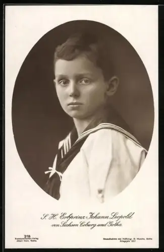 AK S.H. Erbprinz Johann Leopold von Sachsen-Coburg-Gotha im Matrosenhemd