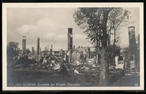 AK Zurawno am Dnjestr, zerstörte Häuer