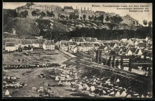 AK Bitsch, Lager auf dem kleinen Exerzierplatz, Belagerung 1870