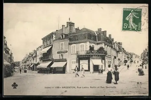 AK Argenton, Rue Ledru Rollin et Rue Gambetta, Strassenpartien