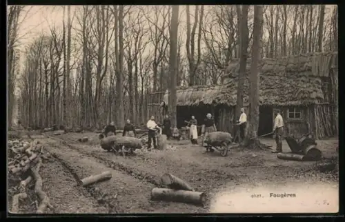 AK Fougères, Hutte de Sabotiers dans la Forêt, Holzschuhmacher