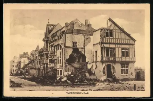 AK Westende, Bad, zerstörtes Gebäude