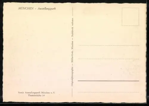 AK München, Deutscher Apothekertag 1954, Ausstellungspark mit Turm
